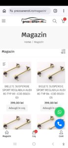 prezoaneroti.ro Shop page on phone